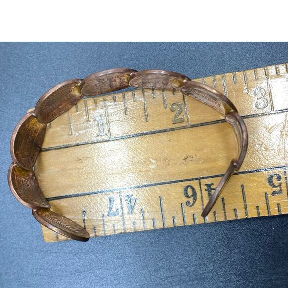Vintage‎ Copper Penny Cuff Bracelet 1941 to 1974 Coins Handmade Bangle - Picture 10 of 10